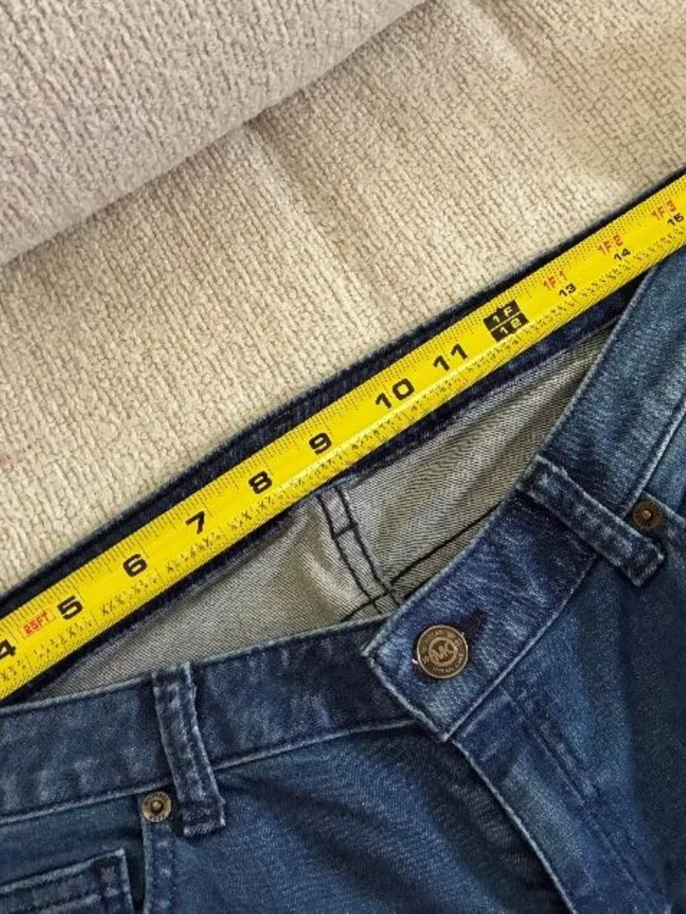 Share Michael Kors Izzy Skinny Jeans Medium Wash Crop Raw High/Low Hem Size 8
